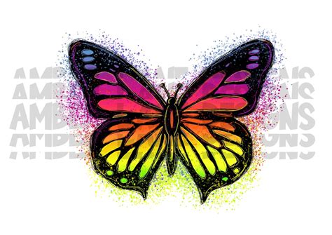 Rainbow Butterfly Png Neon Rainbow Butterfly Png Sublimation Rainbow