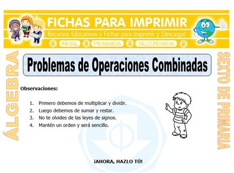 Problemas De Operaciones Combinadas Para Sexto De Primaria Fichas