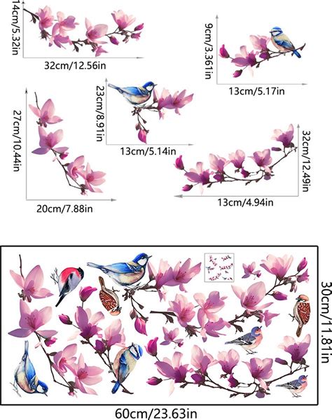 Stickerkamer Raamsticker Vogels Op Tak Met Bloemen Pimpelmees