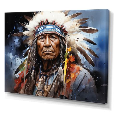 Designart "Native Apache Warrior I" Native American Art Wall Art - Bed ...