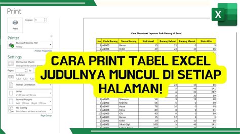 Cara Print Mengulang Judul Tabel Pada Excel Print Tabel Di Excel Agar