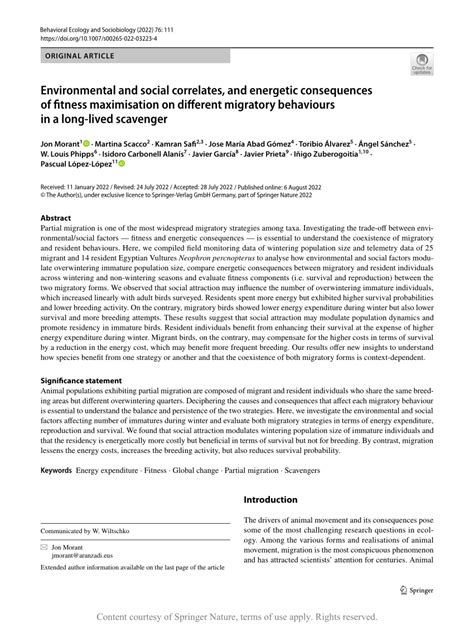 Environmental And Social Correlates And Energetic Consequences Of