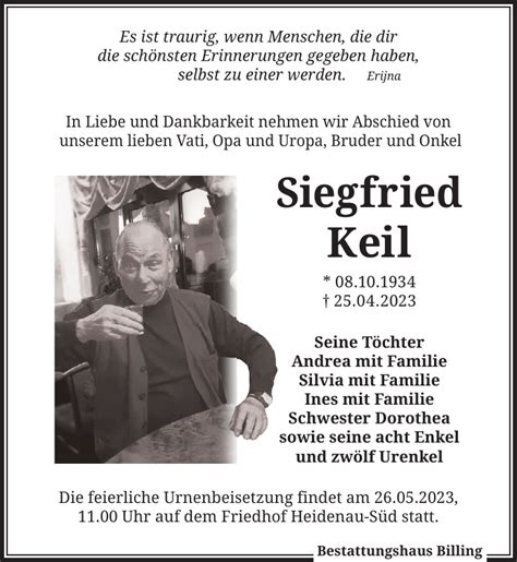 Siegfried Keil Traueranzeige Sächsische Zeitung