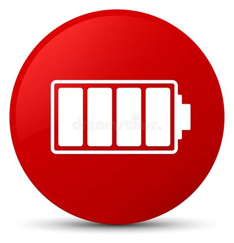 Battery Icon Red Round Button Stock Illustration - Illustration of sign ...