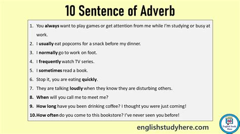 10 Sentence Of Adverb Example Sentences With Adverbs English Study Here