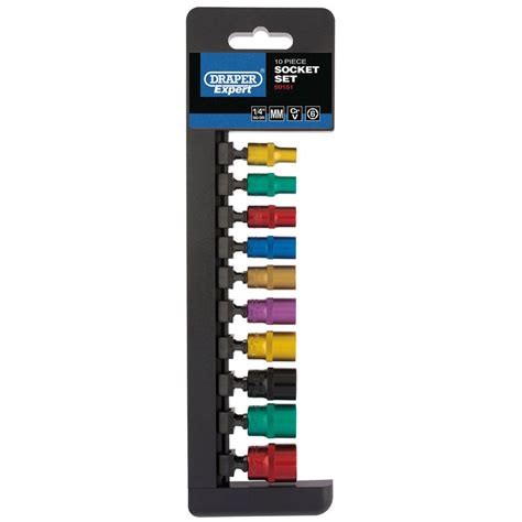 Draper Expert 50151 14 Sq Dr Metric Coloured Socket Set 10 Piece