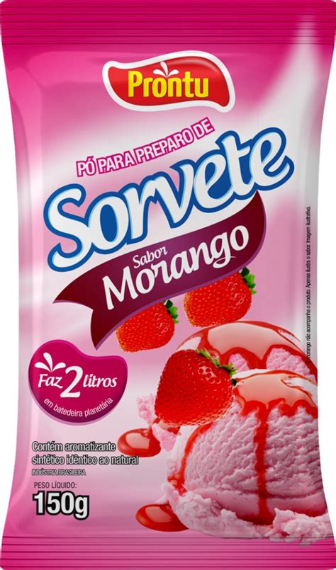 P Para Preparo De Sorvete De Morango Prontu Alimentos