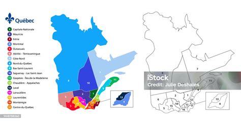 Province Of Quebec Map With Counties Borders Administrative Area Color