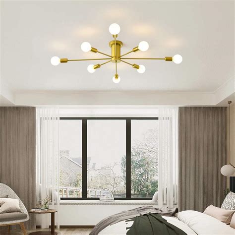 Garwarm 8 Light Sputnik Ceiling Light Modern Semi Flush Mount Ceiling