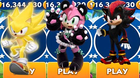 Sonic Dash Super Sonic Vs Panda Amy Vs Shadow Dash All Characters Unlocked Gameplay Youtube