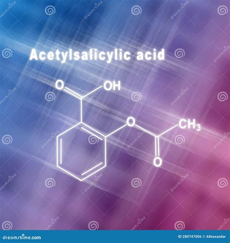 ácido Acetilsalicílico Aspirina Fórmula Química Estructural Stock de