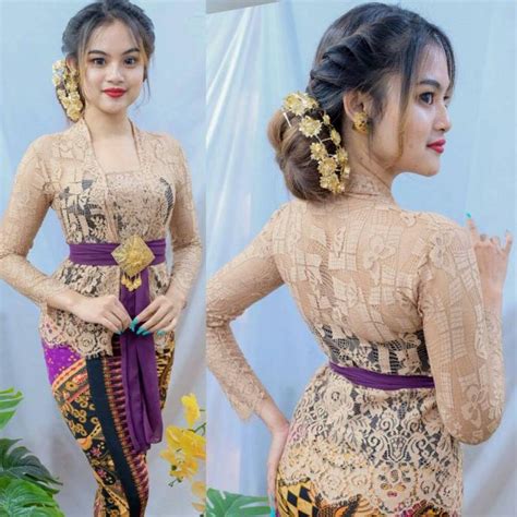 Jual Baju Kebaya Adat Bali Jadi Wanita Polos Brokat Lengan Panjang