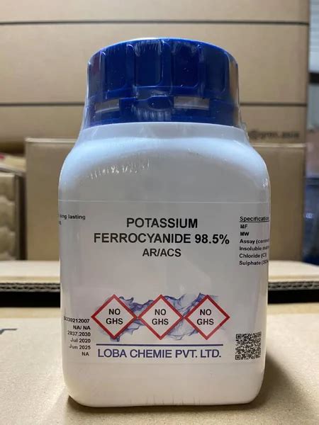 Potassium ferrocyanide 98 5 AR grade 500 กรม ขวด ยหอ Loba india