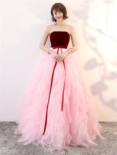 Pink Tulle Long Prom Dress Pink Sweet 16 Dress · Of Girl · Online