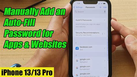 Iphone 13 13 Pro How To Manually Add An Auto Fill Password For Apps And Websites Youtube