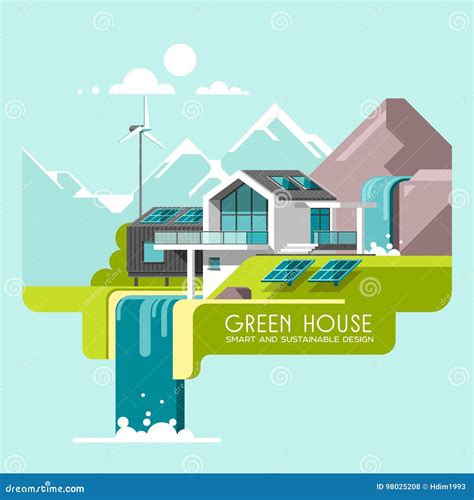 Eco Friendly Modern House Green Architecture Solar Panel Wind