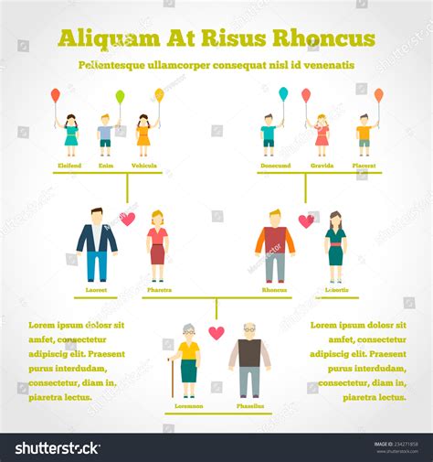 vektor stok family tree infographics people generation relationship