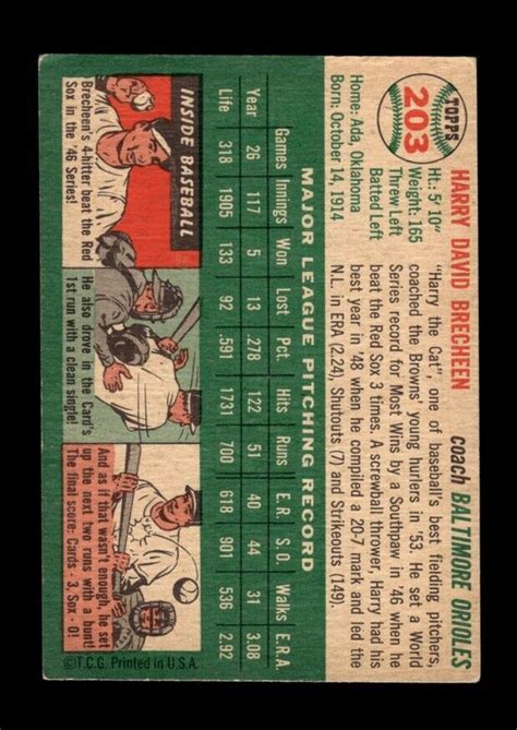 Topps Set Break Harry Brecheen Co Vg Vgex Gmcards Ebay