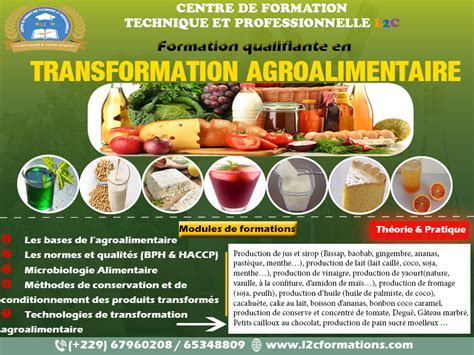 TRANSFORMATION AGROALIMENTAIRE CFTP L2C Bénin