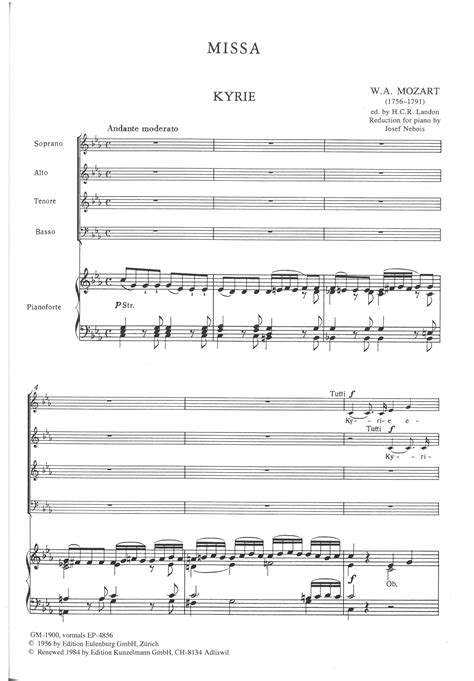 Messe In C Moll Kv 427 Wa Mozart Sheet Music For Mixed Choir