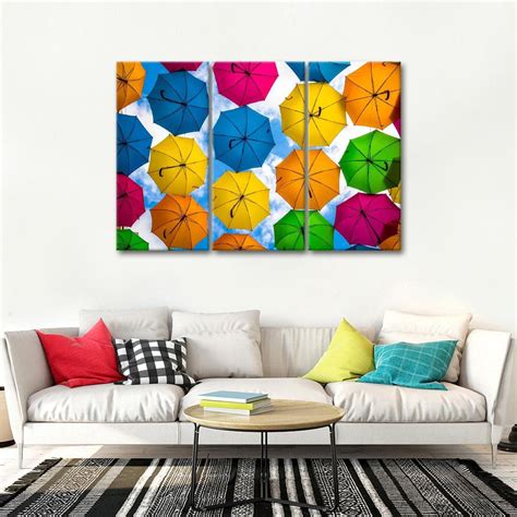 Colorful Umbrellas Multi Panel Canvas Wall Art | Colorful umbrellas ...