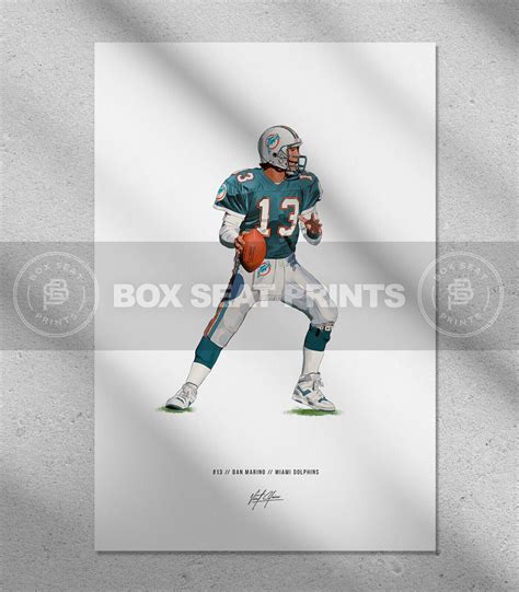 Dan Marino Poster Miami Dolphins Football Art Illustrated Print - Etsy