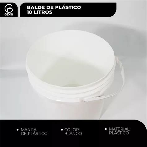 Balde Plastico Litros Blanco Con Tapa Para Alimentos En Venta En