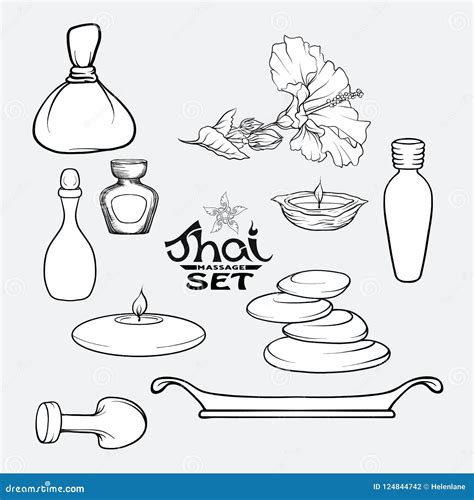 A Set Of Items For Thai Massage Stock Vector Illustration Stock