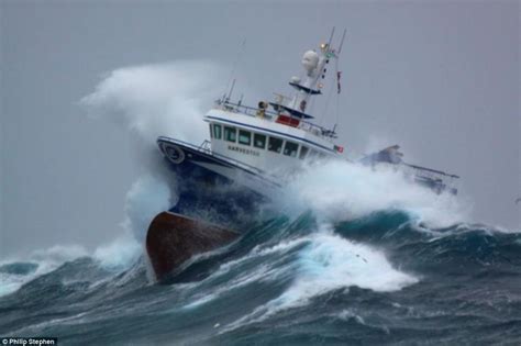 Terrifying Images Of Fishing Boat Battered By 30ft Waves In North Sea