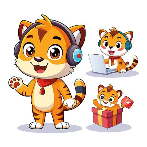 Ilustra O Do Personagem Da Mascote De Desenho Animado Tiger Back To