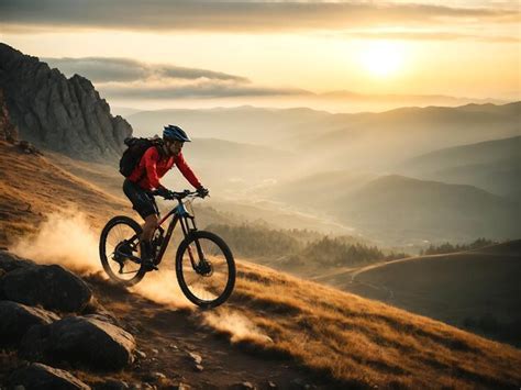 Premium Photo Mountain Biker Riding Downhill Images Ai Generated