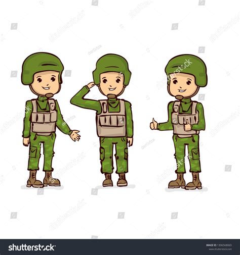 Cartoon Soldiers Set Kawaii Soldier Stock Vector (Royalty Free) 1306568065 | Shutterstock