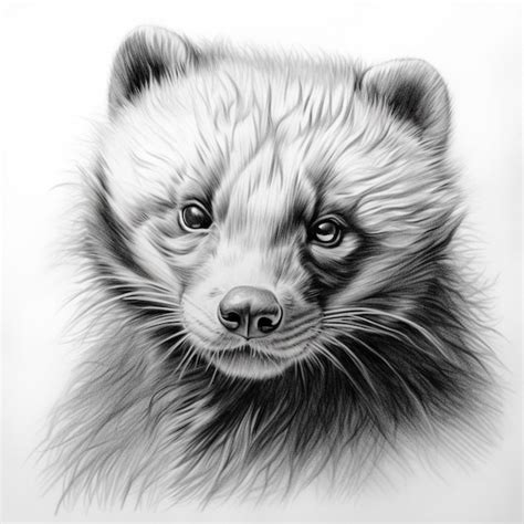 Premium AI Image | Pencil sketch cute wolverine animal drawing image ...