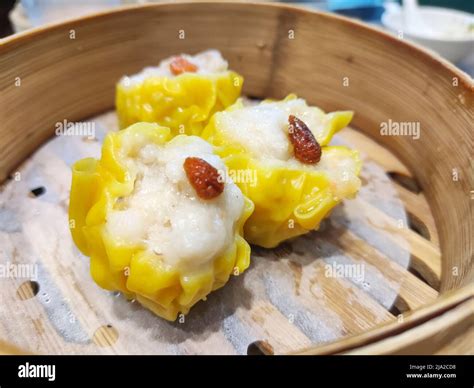 Siu Mai One Of Dim Sum Yum Cha Pork And Shrimp Steamed Dumplings On