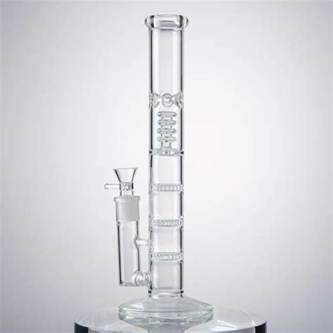 Clear Glass Tornado Perc Beaker Bong With Lifebuoy Base And Cyclone Percolator 18mm Female