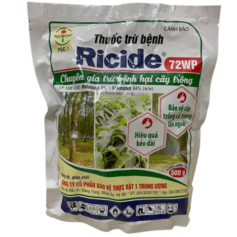 Thuốc trừ bệnh cho cây trồng Ricide 72Wp gói 500g 2 hoạt chất