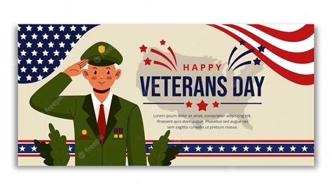 Free Vector | Flat veterans day horizontal banner template