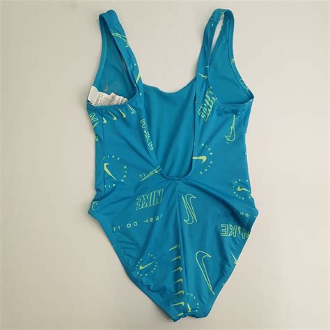 Nike Womens Logo Scoop Back One Piece Swimsuit Blue N Gem