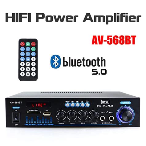 Amplificador estéreo de potência áudio AV 568BT amplificador bluetooth