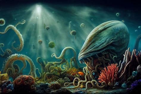 Marine Life of Kepler 22b, Ocean Planet (Exibit A) by Spectral-Genesis ...