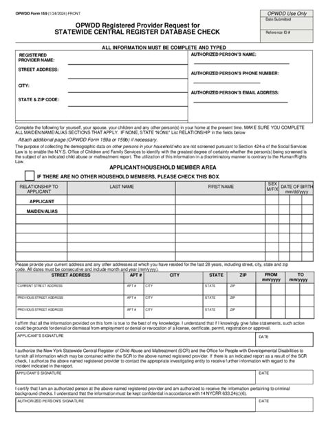 Fillable Online Opwdd Ny Registered Provider Approval Request Form