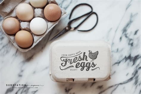 Egg Carton Rubber Stamp Chicken Rubber Stamp Fresh Eggs Etsy