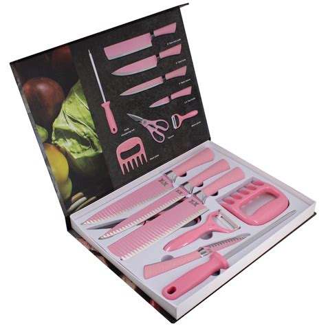 Kit Jogo De Facas Corte Legumes Churrasco Elegante Rosa Shopee Brasil