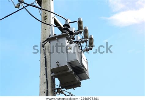 Power Transformer Installed On Electric Pole Stock Photo 2246975361 ...