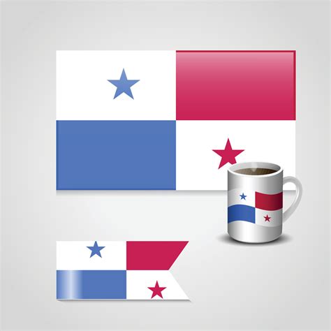 Panama Flag printed on coffee cup and small flag 13024771 Vector Art at ...