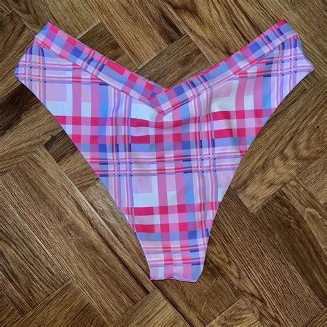 Pink Blue And White Checkered Bikini PRICING Depop