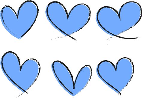 Set Of Blue Heart Hand Drawn Isolated 2097270 Vector Art At Vecteezy