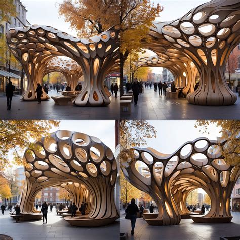 Parametric Architecture For Urban Wooden Futuristic