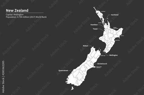 new zealand map. nz map. graphic vector map of oceania Stock Vector ...