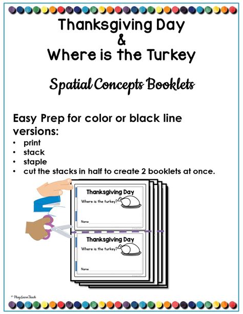 Spatial Concepts Thanksgiving Holiday Turkey Emergent Readers